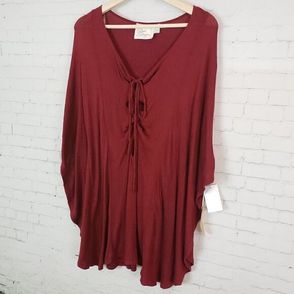 Green Dragon Swim Cover Up Red Maroon S Oversized Tunic - Picture 4 of 10